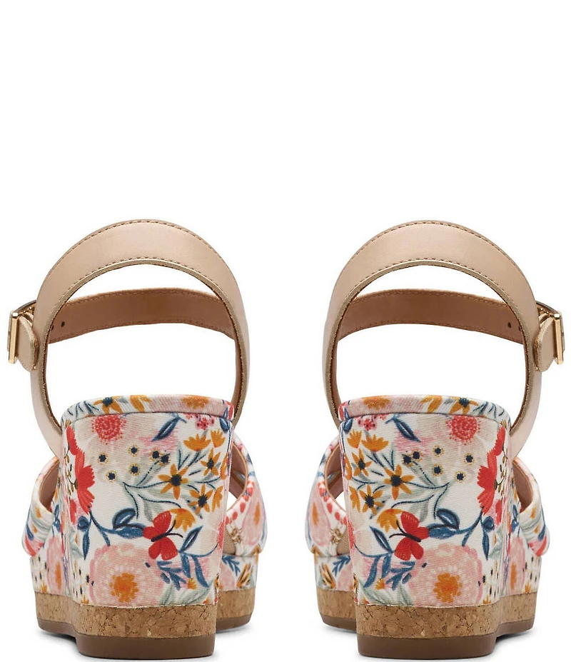 Clarks Signature Chicly Floral Print Platform Wedge Sandals