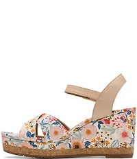 Clarks Signature Chicly Floral Print Platform Wedge Sandals