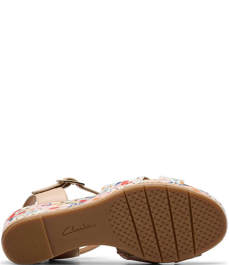 Clarks Signature Chicly Floral Print Platform Wedge Sandals