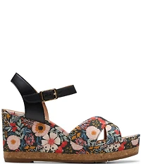 Clarks Signature Chicly Floral Print Platform Wedge Sandals