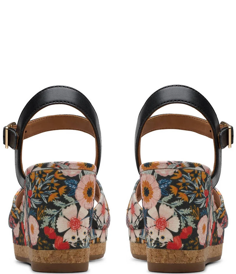 Clarks Signature Chicly Floral Print Platform Wedge Sandals