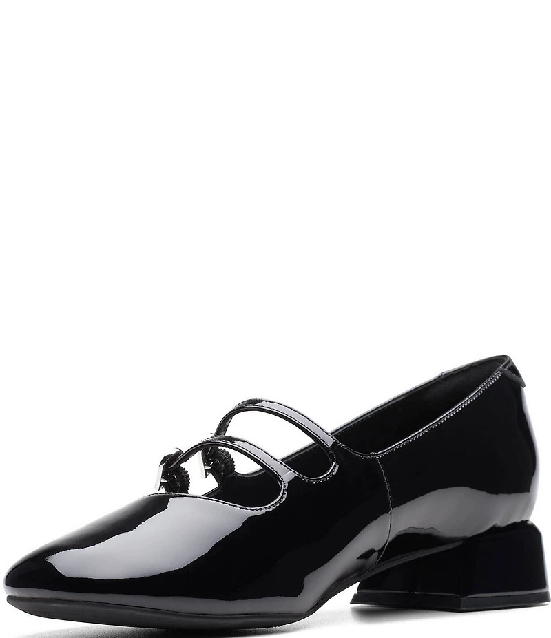 Clarks Signature Daiss 30 Shine Patent Leather Double Strap Mary Jane Pumps