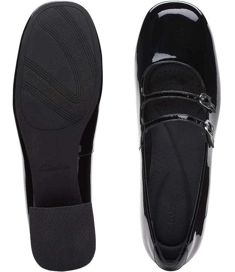 Clarks Signature Daiss 30 Shine Patent Leather Double Strap Mary Jane Pumps