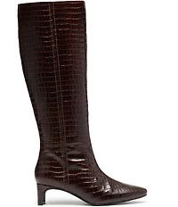 Clarks Signature Edina Crocodile Embossed Leather Snip Toe Tall Boots