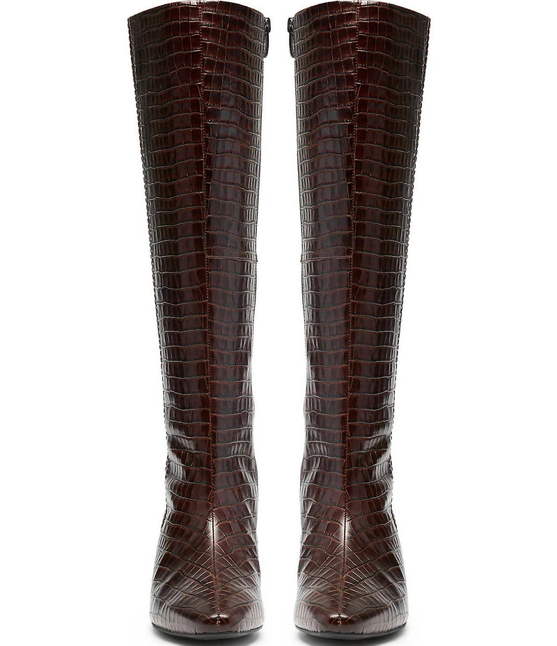 Clarks Signature Edina Crocodile Embossed Leather Snip Toe Tall Boots