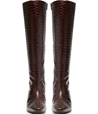Clarks Signature Edina Crocodile Embossed Leather Snip Toe Tall Boots