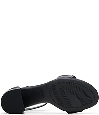 Clarks Signature Ezoria Mae Leather Ankle Strap Block Heel Dress Sandals
