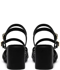 Clarks Signature Ezoria Strappy Leather Block Heel Dress Sandals