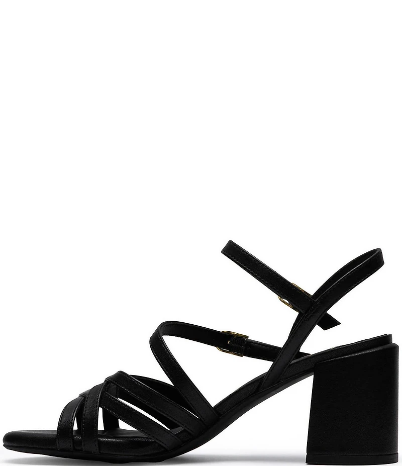 Clarks Signature Ezoria Strappy Leather Block Heel Dress Sandals