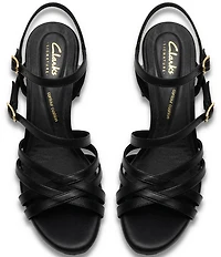 Clarks Signature Ezoria Strappy Leather Block Heel Dress Sandals