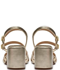 Clarks Signature Ezoria Strappy Metallic Leather Block Heel Dress Sandals