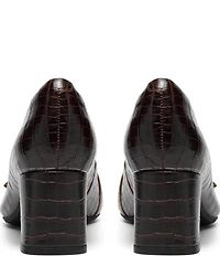 Clarks Signature Fernie Edge Crocodile Embossed Square Toe Loafer Pumps