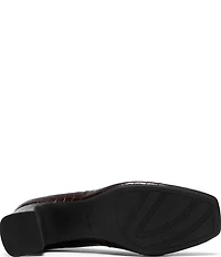 Clarks Signature Fernie Edge Crocodile Embossed Square Toe Loafer Pumps