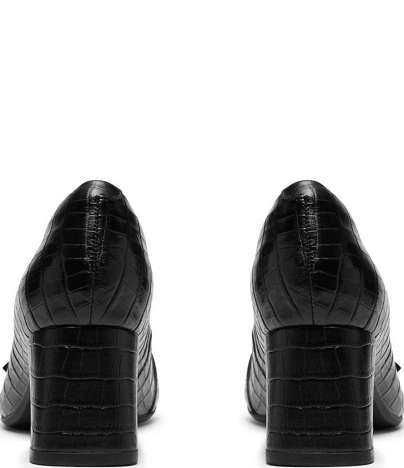 Clarks Signature Fernie Edge Crocodile Embossed Square Toe Loafer Pumps