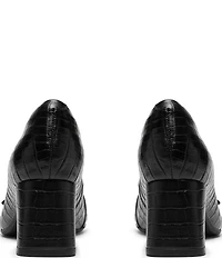 Clarks Signature Fernie Edge Crocodile Embossed Square Toe Loafer Pumps