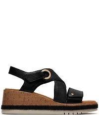 Clarks Signature Kidiki Sun Nubuck Suede Lizard Print Wedge Sandals