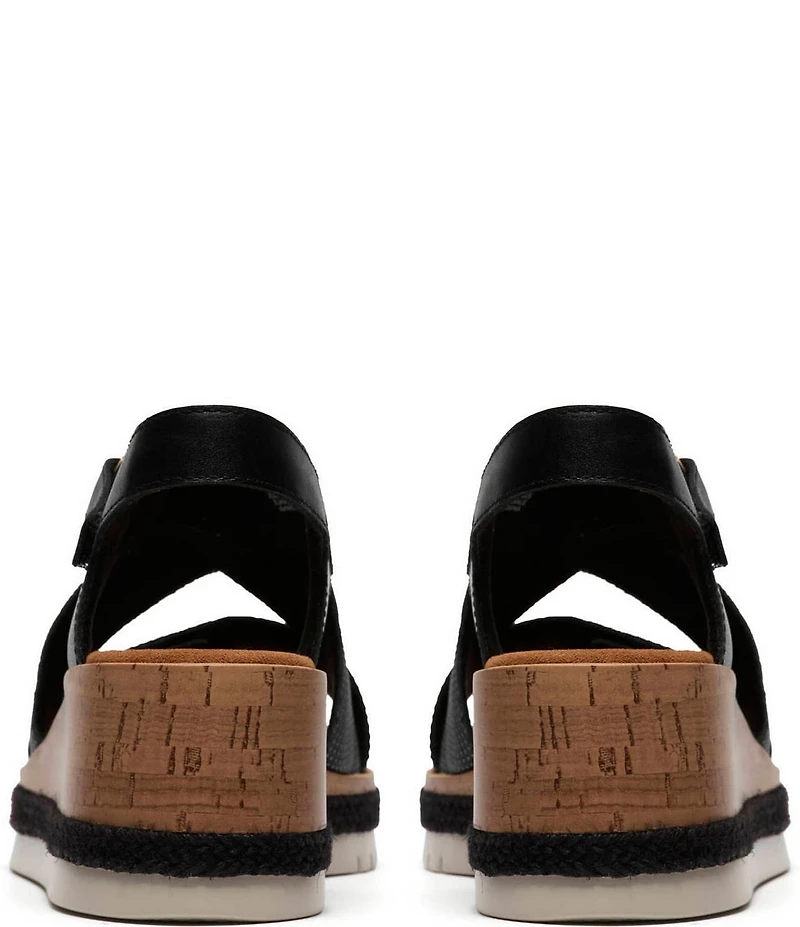 Clarks Signature Kidiki Sun Nubuck Suede Lizard Print Wedge Sandals