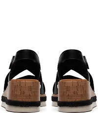 Clarks Signature Kidiki Sun Nubuck Suede Lizard Print Wedge Sandals