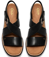 Clarks Signature Kidiki Sun Nubuck Suede Lizard Print Wedge Sandals