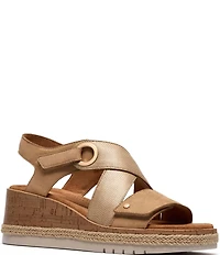 Clarks Signature Kidiki Sun Nubuck Suede Lizard Print Wedge Sandals