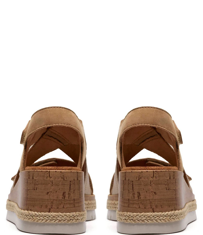 Clarks Signature Kidiki Sun Nubuck Suede Lizard Print Wedge Sandals