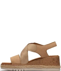 Clarks Signature Kidiki Sun Nubuck Suede Lizard Print Wedge Sandals