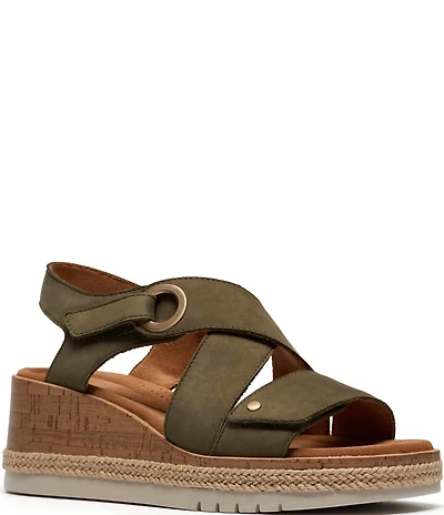 Clarks Signature Kidiki Sun Nubuck Suede Wedge Sandals