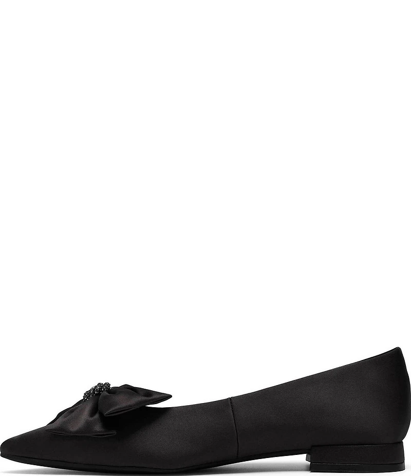 Clarks Signature Sensa 15 Bella Satin Pointed Toe Jeweled Bow Pumps