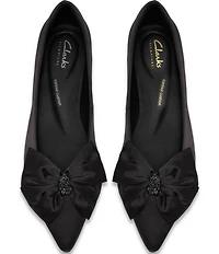 Clarks Signature Sensa 15 Bella Satin Pointed Toe Jeweled Bow Pumps