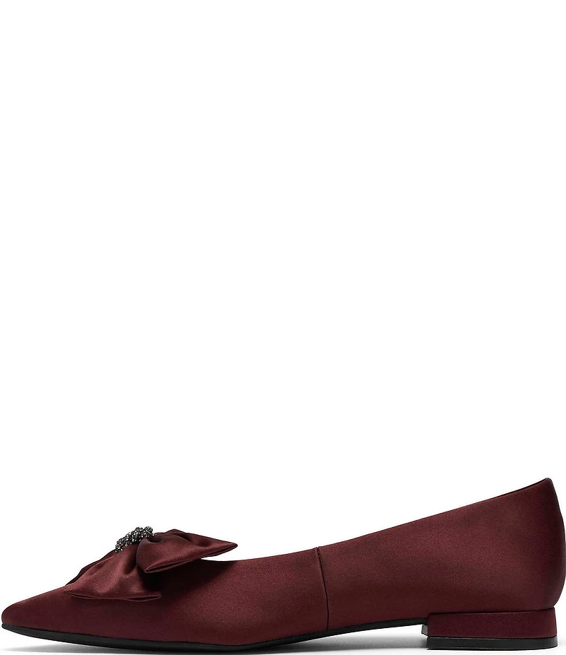 Clarks Signature Sensa 15 Bella Satin Pointed Toe Jeweled Bow Pumps