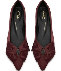 Clarks Signature Sensa 15 Bella Satin Pointed Toe Jeweled Bow Pumps