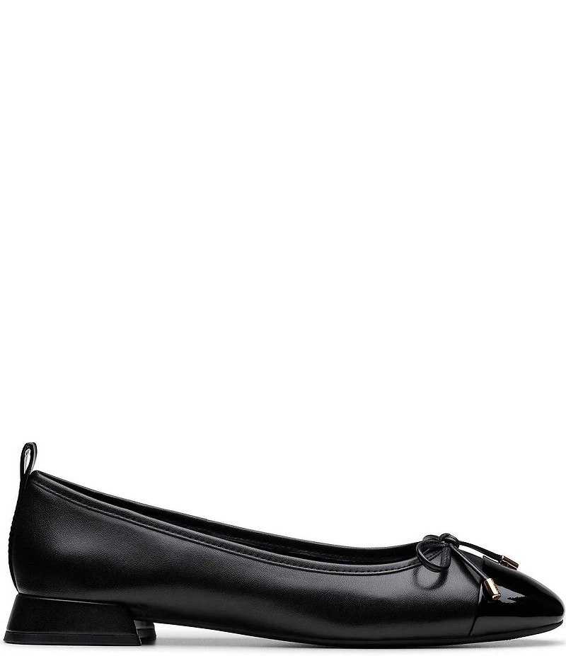 Clarks Signature Ubree 15 Poppy Patent Leather Bow Detail Cap Toe Ballet Flats