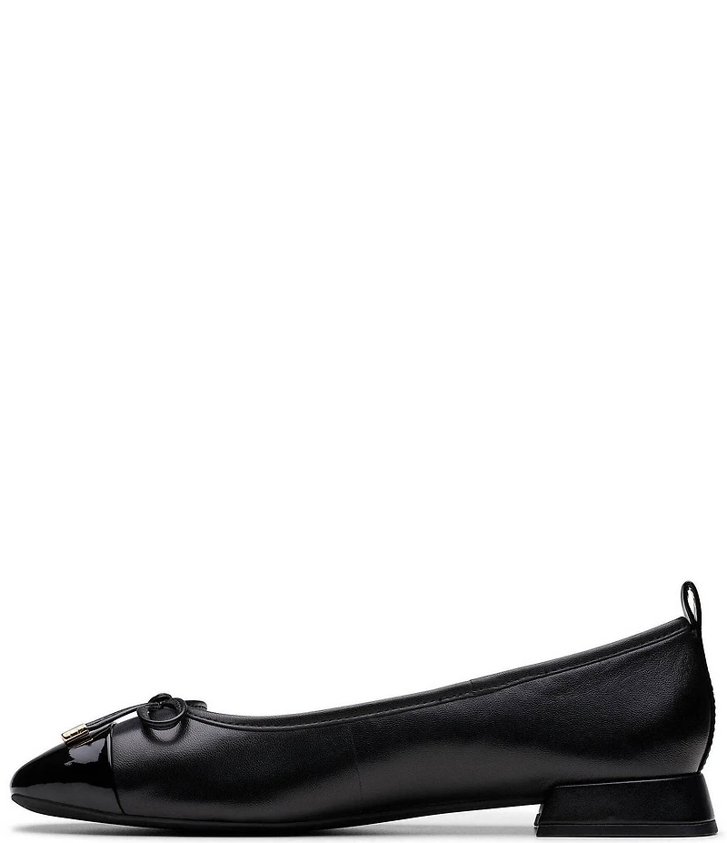 Clarks Signature Ubree 15 Poppy Patent Leather Bow Detail Cap Toe Ballet Flats