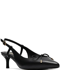 Clarks Signature Zarey Bow Leather Pointed Toe Kitten Heel Slingback Pumps