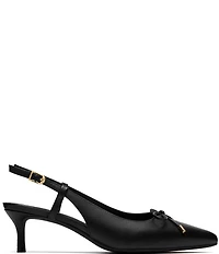 Clarks Signature Zarey Bow Leather Pointed Toe Kitten Heel Slingback Pumps