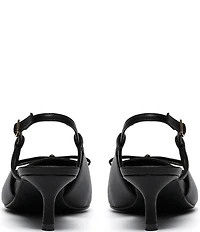 Clarks Signature Zarey Bow Leather Pointed Toe Kitten Heel Slingback Pumps