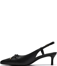 Clarks Signature Zarey Bow Leather Pointed Toe Kitten Heel Slingback Pumps