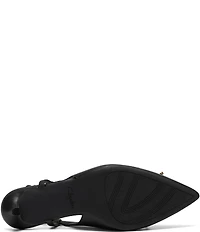 Clarks Signature Zarey Bow Leather Pointed Toe Kitten Heel Slingback Pumps