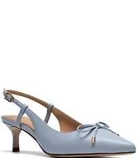 Clarks Signature Zarey Bow Leather Pointed Toe Kitten Heel Slingback Pumps