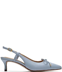 Clarks Signature Zarey Bow Leather Pointed Toe Kitten Heel Slingback Pumps