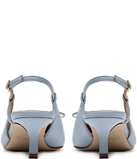 Clarks Signature Zarey Bow Leather Pointed Toe Kitten Heel Slingback Pumps