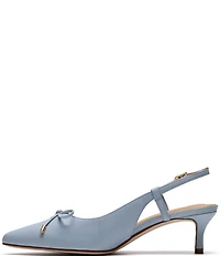 Clarks Signature Zarey Bow Leather Pointed Toe Kitten Heel Slingback Pumps