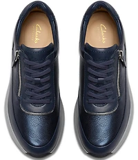 Clarks Signature Tivoli Leather Side Zip Wedge Sneakers