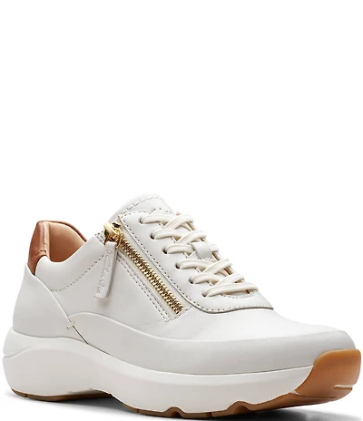 Clarks Signature Tivoli Leather Side Zip Wedge Sneakers