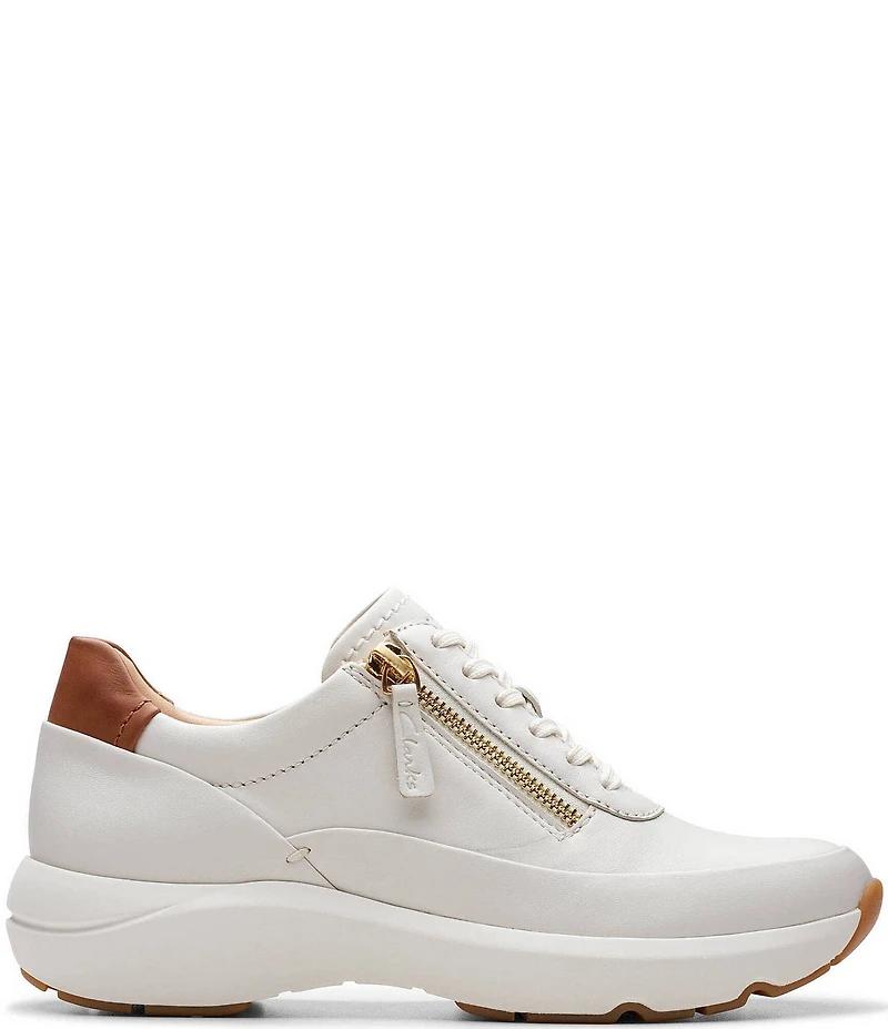 Clarks Signature Tivoli Leather Side Zip Wedge Sneakers