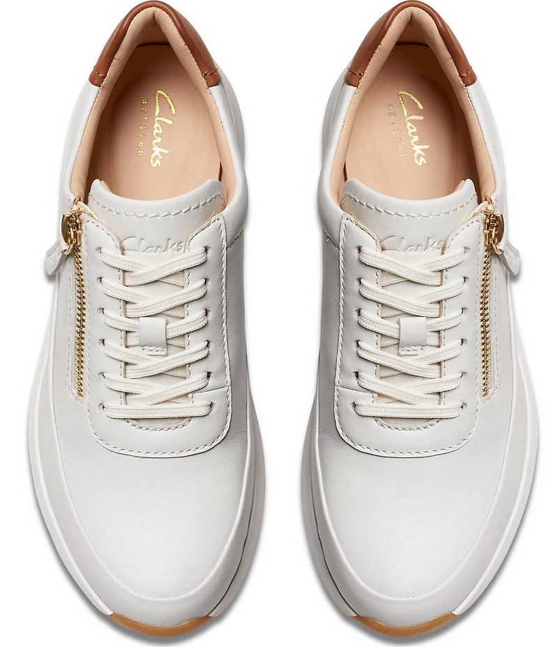 Clarks Signature Tivoli Leather Side Zip Wedge Sneakers