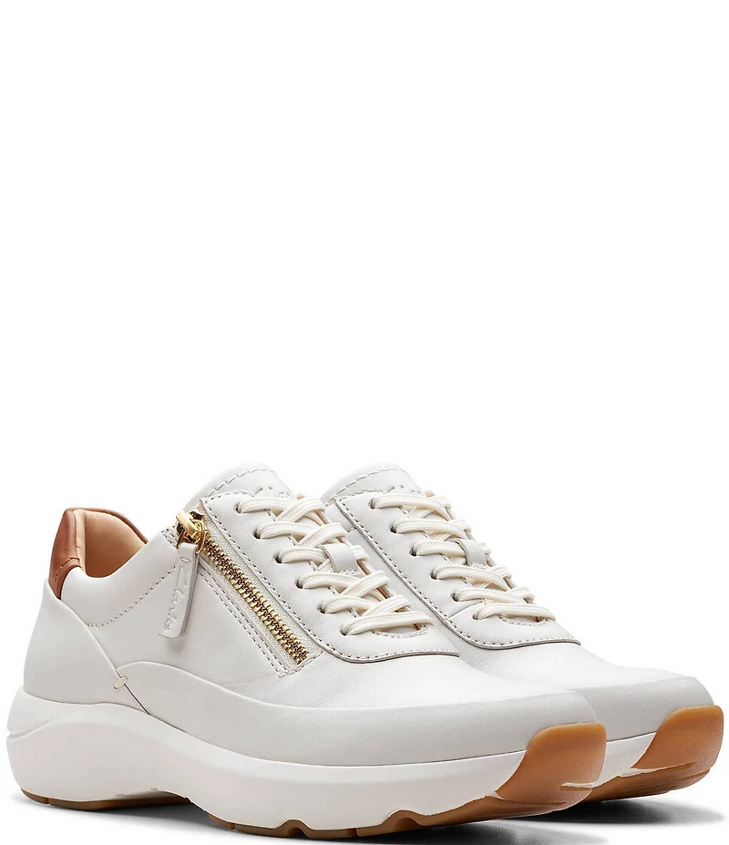 Clarks Signature Tivoli Leather Side Zip Wedge Sneakers