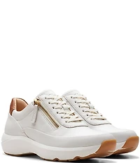 Clarks Signature Tivoli Leather Side Zip Wedge Sneakers