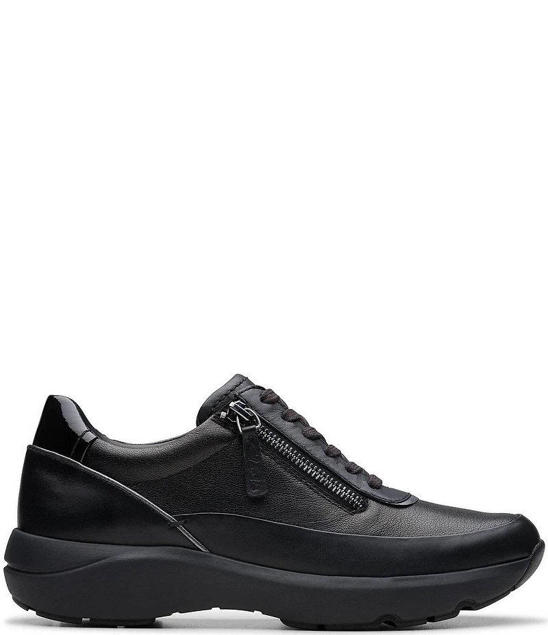 Clarks Signature Tivoli Leather Side Zip Wedge Sneakers