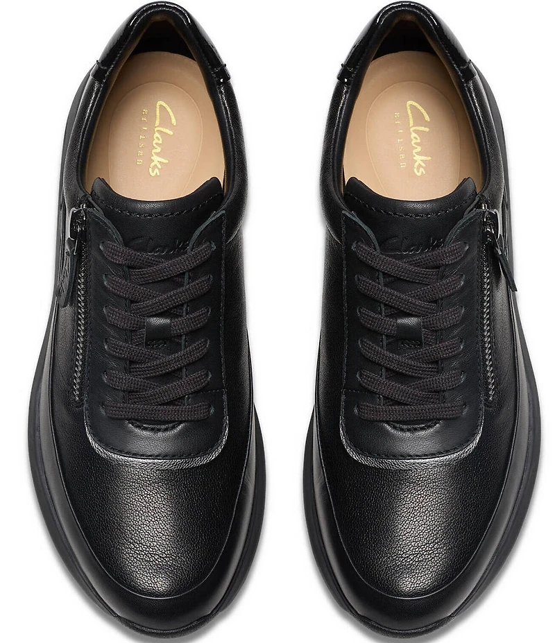 Clarks Signature Tivoli Leather Side Zip Wedge Sneakers